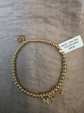 Gold Beaded NY Charm Bracelet